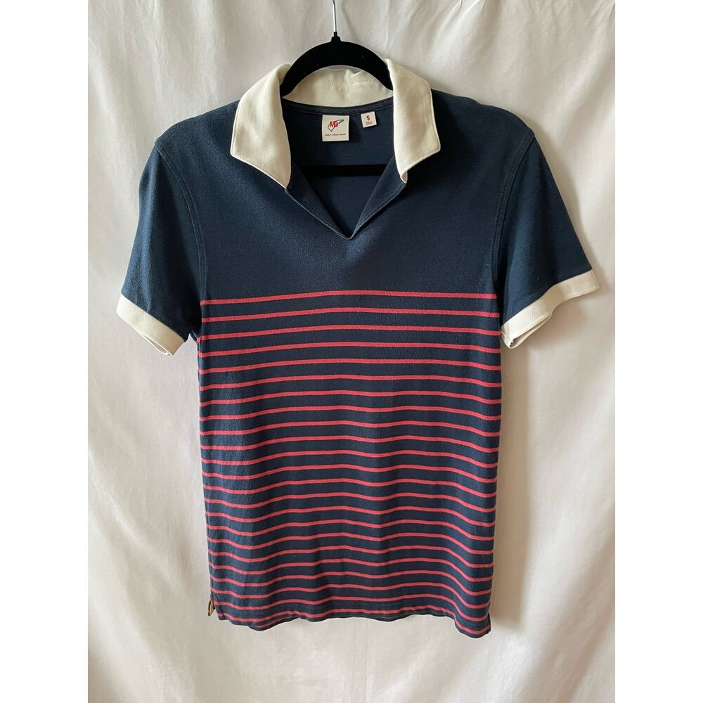 Uniqlo Michael Bastian Navy Red Stripe V-Neck Polo Men's S
